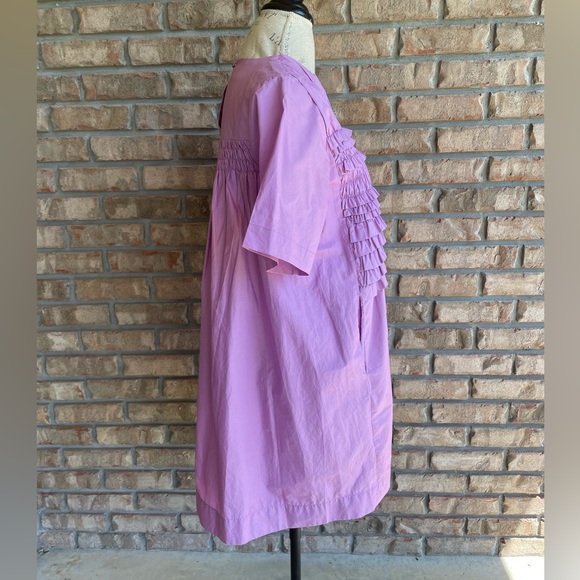 English Factory Purple Short Sleeve Cotton Blend Ruffle Detail Dress. - Picture 6 of 12